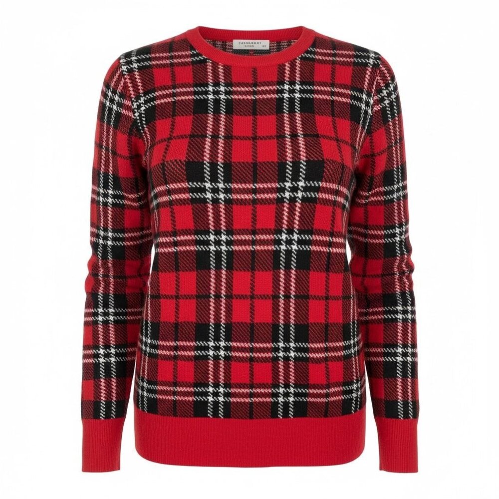NEW Equipment Femme Red Black Plaid 100% Wool Top Sweater Womens S/P Classic